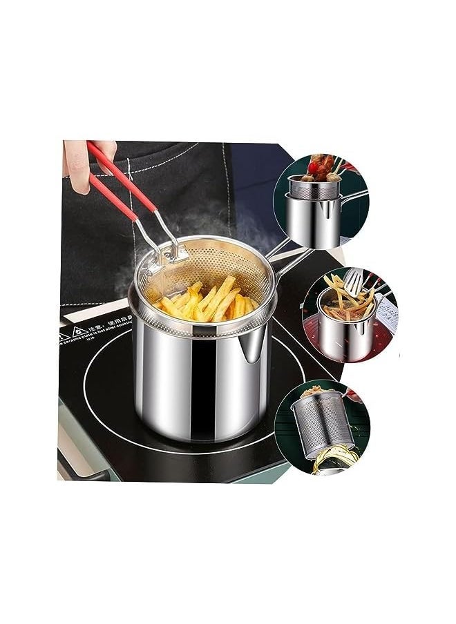 Raxoom set Kitchen Fry Pot Deep Frying Basket Food Cooking Pot Mesh Fryer Basket with Fried Wire Baskets Deepen Milk Pan with Basket for Chip Fried Chicken - Image 2