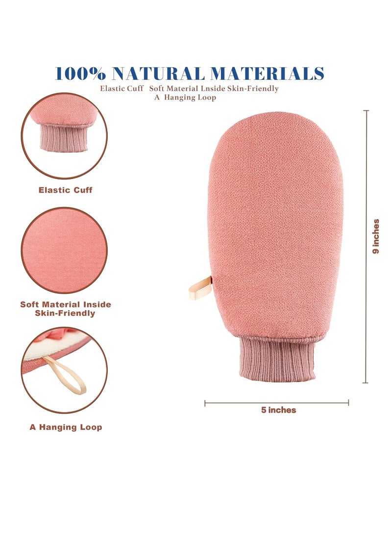 Loquat Deep Exfoliating Glove for Shower, Double-Sided Exfoliating Mitt,Massage Body Scrub Gloves for Home Spa, Eco Friendly loofah Sponge, Dead Skin Remover  Body Scrubber Exfoliator (Pink) - Image 4