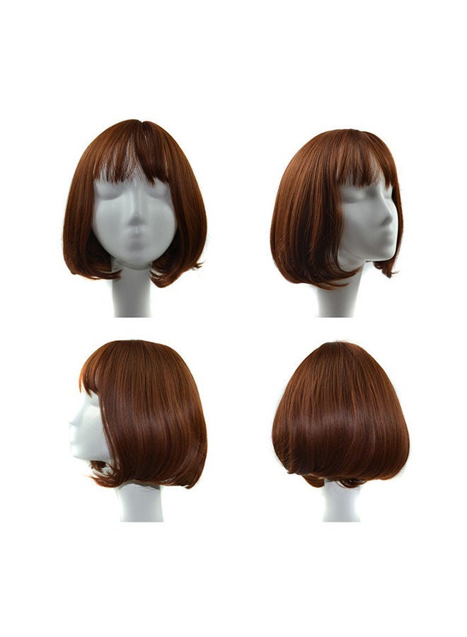 NIBEMINENT Synthetic Weft Short Hair Lace Wig Brown 30x25x5cm