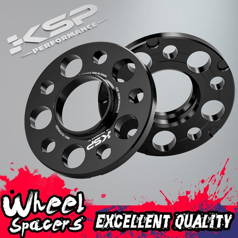 KSP PERFORMANCE KSP 5x112 to 5x112 Wheel Spacers for Mercedes-Benz, 12mm Hubcentric Wheel Spacer for W204 W208 W209(Rear) W216(Rear) AMG, Forged 5 Lug Tuning Spacer with 66.56mm Hub Bore, 6061T6 Aluminum Black 2PC - Image 5