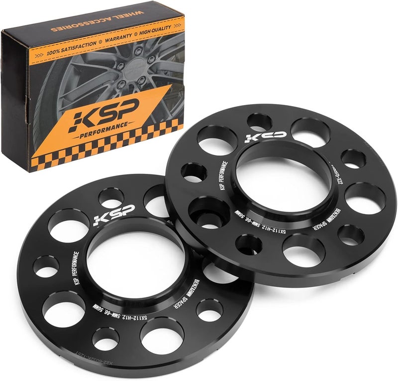 KSP PERFORMANCE KSP 5x112 to 5x112 Wheel Spacers for Mercedes-Benz, 12mm Hubcentric Wheel Spacer for W204 W208 W209(Rear) W216(Rear) AMG, Forged 5 Lug Tuning Spacer with 66.56mm Hub Bore, 6061T6 Aluminum Black 2PC - Image 1