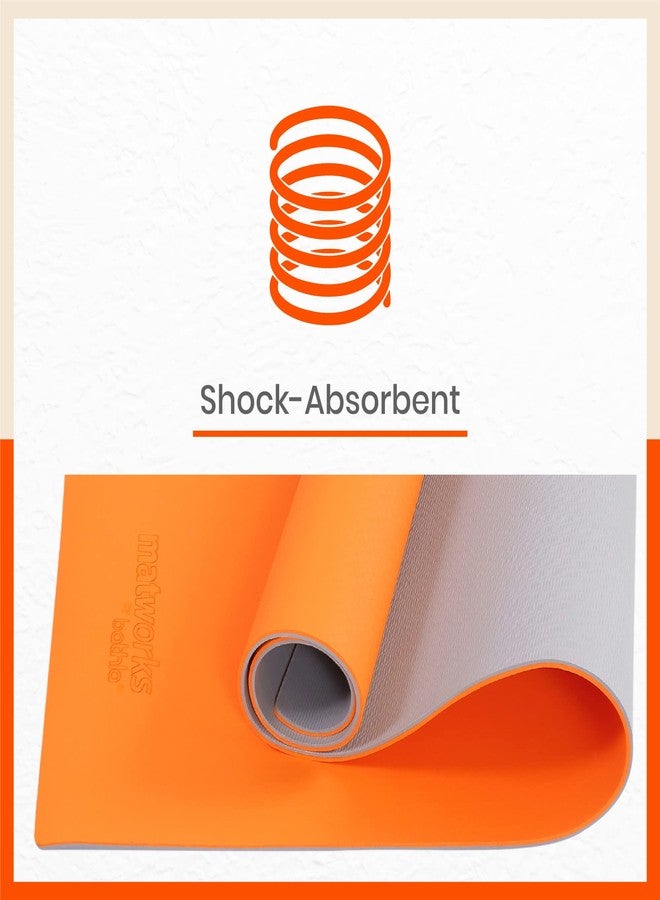 Bathla حصيرة يوغا موكش بريميوم من ماتوركس باي باثلا مع حقيبة حمل | مانعة للانزلاق وقابلة للعكس | برتقالي ورمادي (المقاس: 24 بوصة × 72 بوصة، السماكة: 6 مم) - Image 2