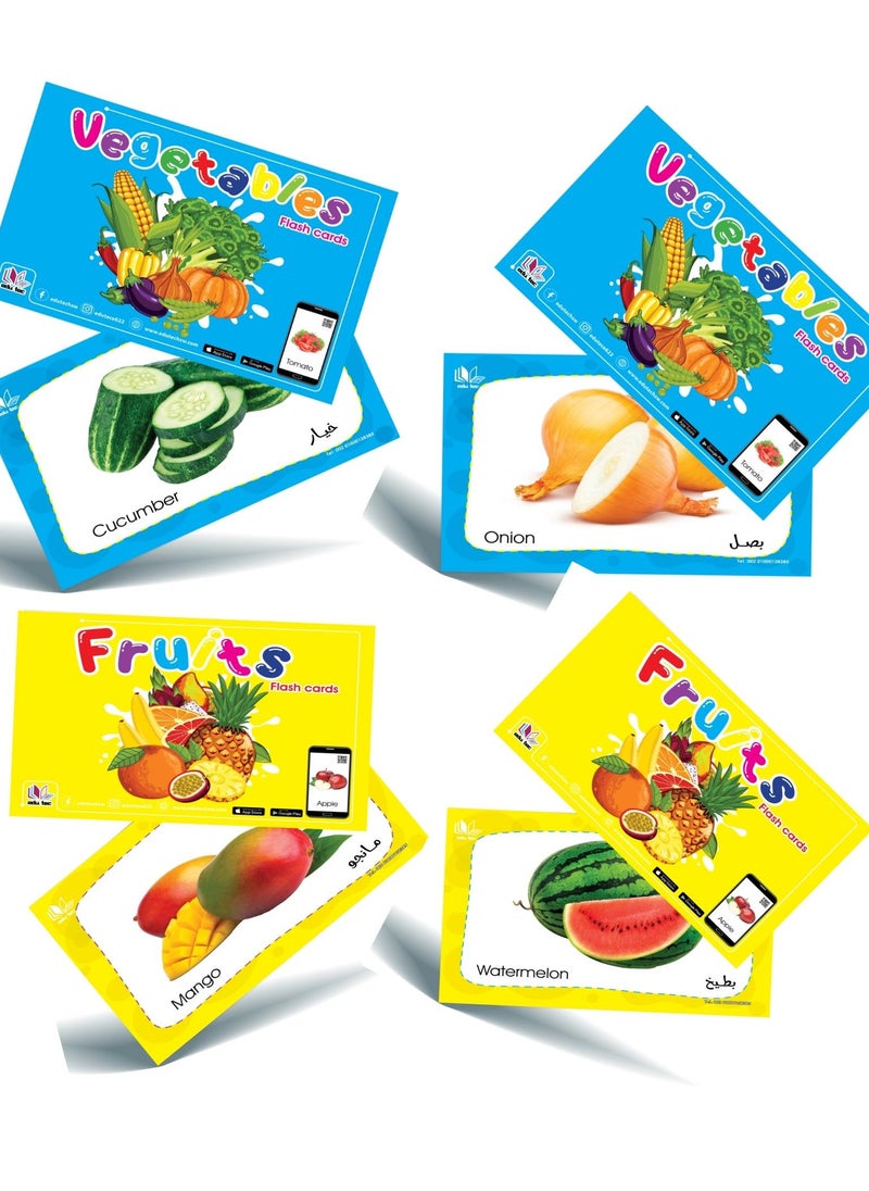 Five sets of cards (Zoo / farm animals - vegetables / fruits - transportation)  - Image 2