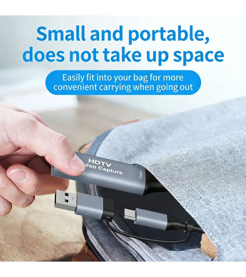 بطاقة التقاط فيديو بتقنية USB 2 في 1 باللون الرمادي بدقة 4K لتسجيل ألعاب التلفزيون عالي الوضوح لأجهزة PS4 وPS5 للبث المباشر - Image 1