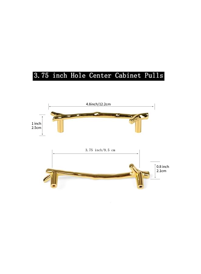 PROMASS 10pcs Vintage Twig Cabinet Pulls Handles Knobs, 3.75" Drawer Dresser Pulls Handles,Rustic Kitchen Cabinet Pulls,Zinc Alloy Tree Branch Farmhouse Furniture Handles for Cupboard,Gold - Image 4
