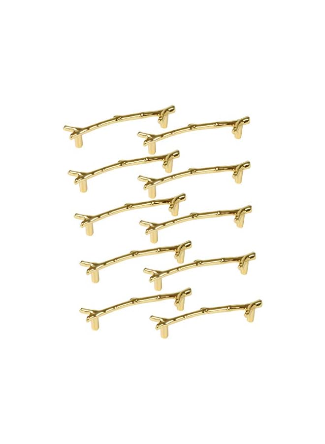 PROMASS 10pcs Vintage Twig Cabinet Pulls Handles Knobs, 3.75" Drawer Dresser Pulls Handles,Rustic Kitchen Cabinet Pulls,Zinc Alloy Tree Branch Farmhouse Furniture Handles for Cupboard,Gold - Image 2