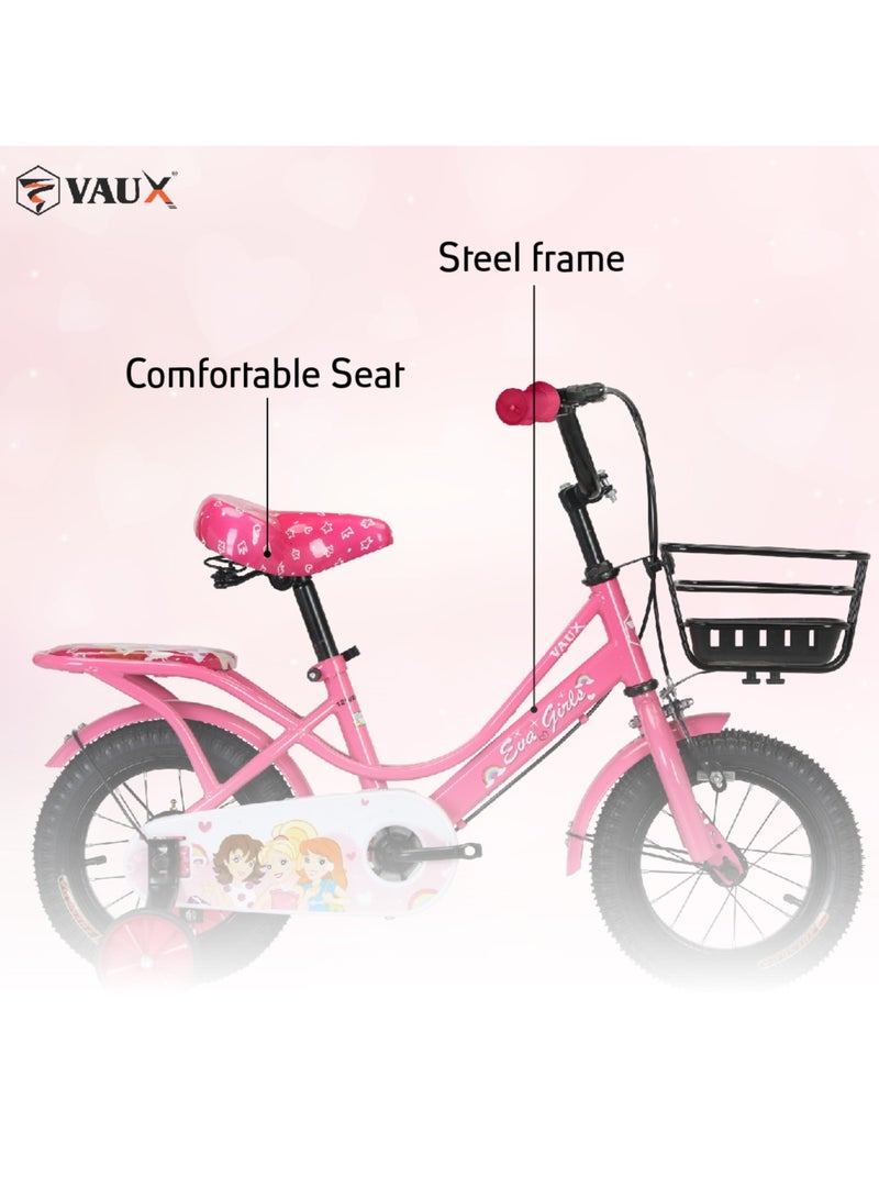 Vaux Eva Road Bike || 14 Inch Wheel Size || For Kids || Adjustable Seat || Pink - Image 3