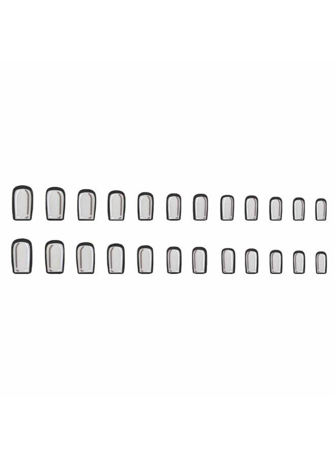 Foccna Black Press on Nails Comic Medium Long, Acrylic Fake Nails Square Cartoon False Nails,Artificial Nails for Women and Girls 24 pcs - Image 4