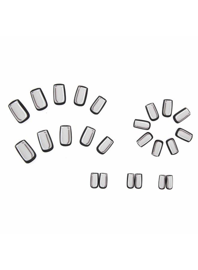 Foccna Black Press on Nails Comic Medium Long, Acrylic Fake Nails Square Cartoon False Nails,Artificial Nails for Women and Girls 24 pcs - Image 2