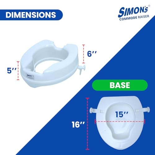 Simon's Heavy-Duty 6 Inch Commode Seat Raiser For Elderly To Sit And Rise From Commode Toilets, Portable Seat Extension For Senior Citizen With Knee Pain - Pack Of 1, White - Image 3