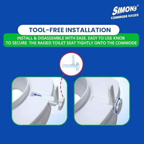 Simon's Heavy-Duty 6 Inch Commode Seat Raiser For Elderly To Sit And Rise From Commode Toilets, Portable Seat Extension For Senior Citizen With Knee Pain - Pack Of 1, White - Image 5