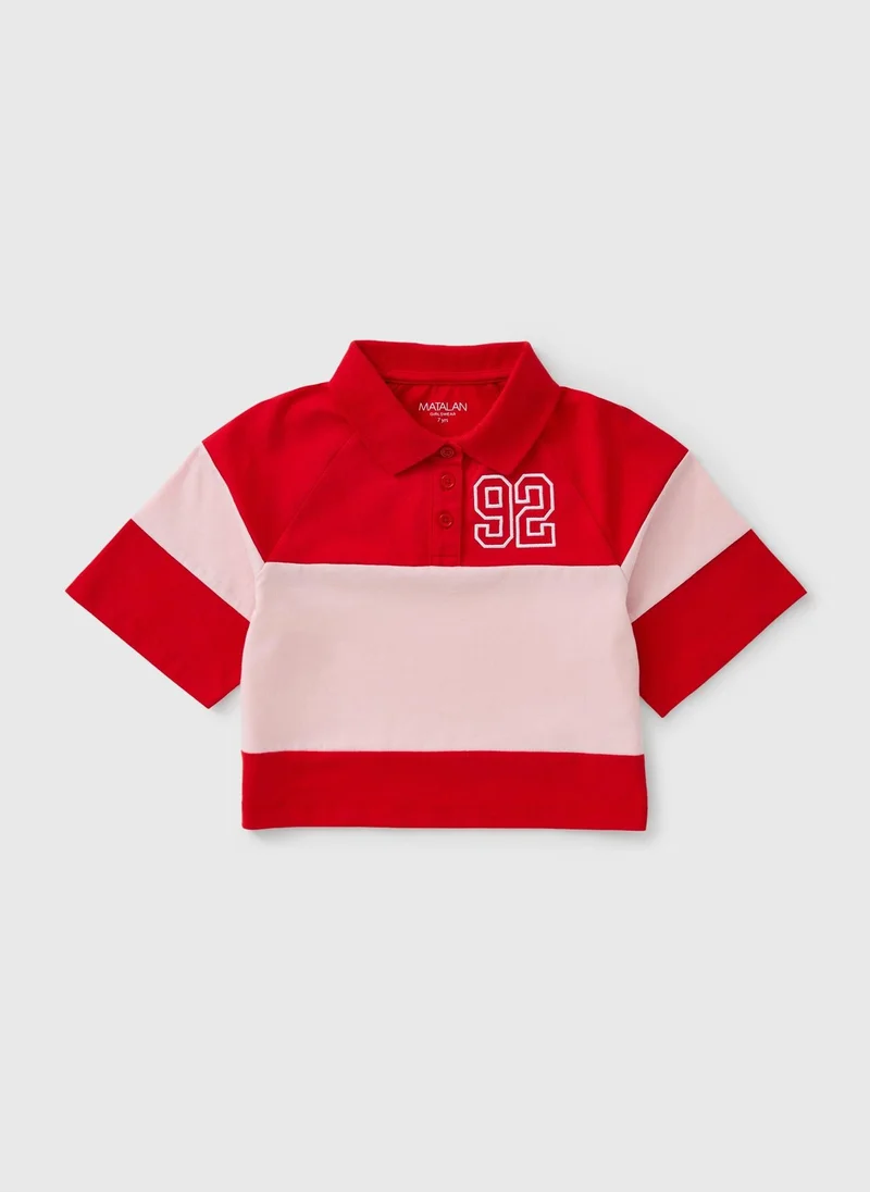 ماتلان Girls Pink Panel Rugby Top