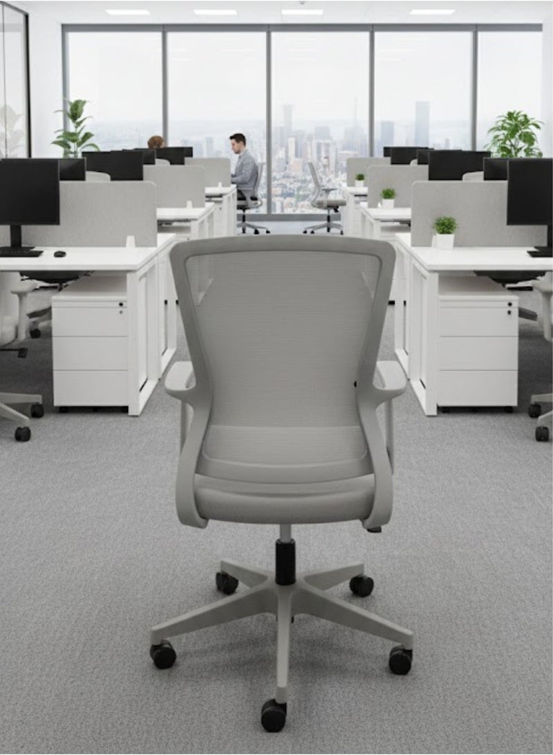 Furalux  Premium Mesh & Fabric Office Chair – Mid-Back Ergonomic Desk Chair with Adjustable Lumbar Support, 360° Swivel & Smooth Rolling Wheels, Breathable Executive Chair for Home Office & Workstation - Image 4