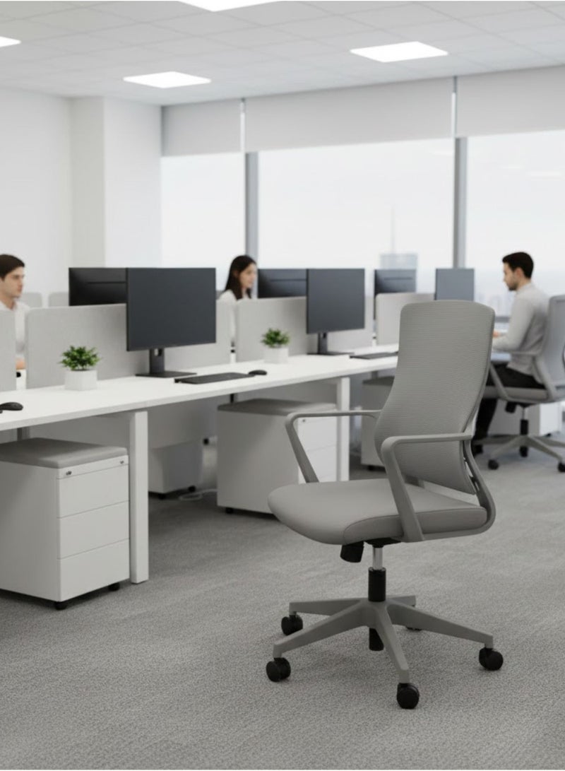 Furalux  Premium Mesh & Fabric Office Chair – Mid-Back Ergonomic Desk Chair with Adjustable Lumbar Support, 360° Swivel & Smooth Rolling Wheels, Breathable Executive Chair for Home Office & Workstation - Image 2