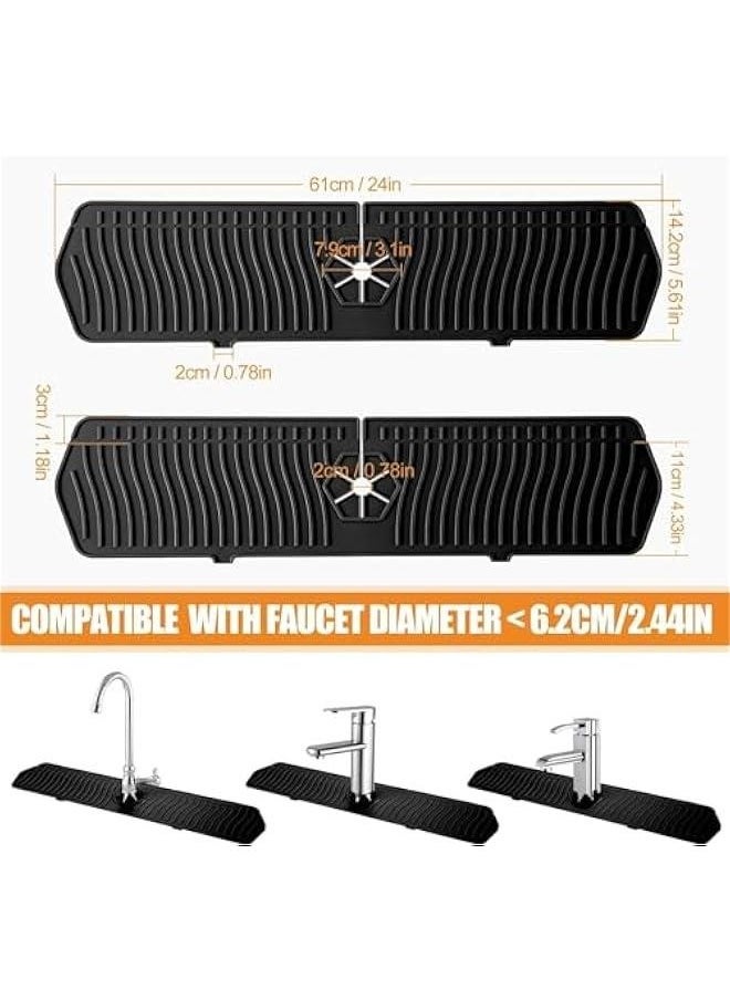OMEVE Kitchen Sink Splash Guard, 61CM Faucet Mat Splash Catcher, Handle Drip Catcher Tray, Multipurpose for Kitchen Dish Drying Mats Sponge Holder and Bathroom Countertop Protect (Black)  - Image 5