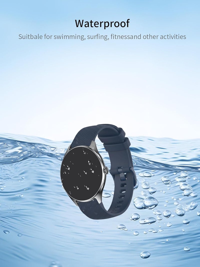 WUNIAK Compatible for IBESI Smart Watch，Replacement New Soft Sport Silicone Waterproof Strap Wristbands for IBESI .(Black+Blue,2 Pack) - Image 2