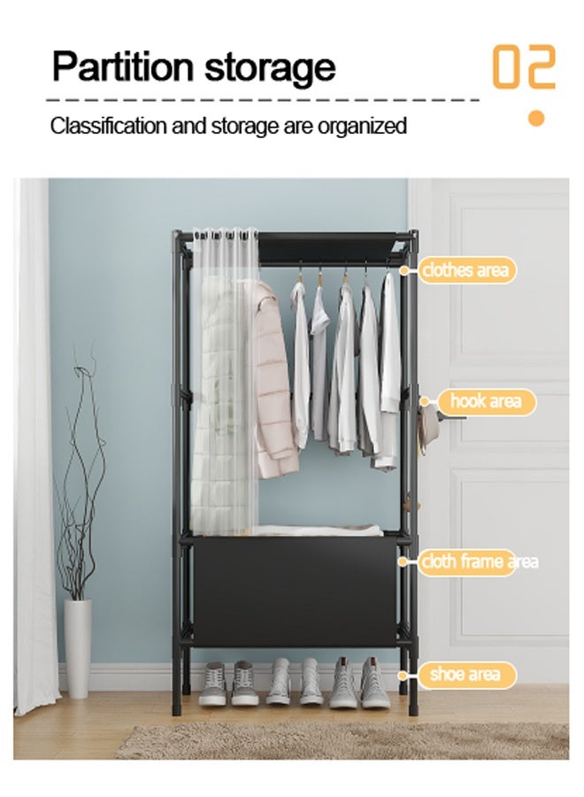 Simple wardrobe dormitory bedroom clothes rack coat storage rack multi-layer vertical dustproof wardrobe assembly hanging wardrobe storage cabinet economical - Image 5
