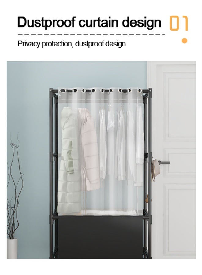 Simple wardrobe dormitory bedroom clothes rack coat storage rack multi-layer vertical dustproof wardrobe assembly hanging wardrobe storage cabinet economical - Image 4
