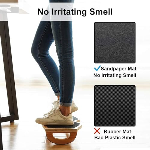 StrongTek Ergonomic Wood Foot Rest for Enhanced Circulation & Comfort, 350lbs Capacity, Rocker Balance Board for Standing Desks, Non-Slip, No Assembly, 18" Wide - Ideal for Office/Home - Image 4