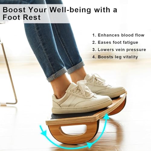 StrongTek Ergonomic Wood Foot Rest for Enhanced Circulation & Comfort, 350lbs Capacity, Rocker Balance Board for Standing Desks, Non-Slip, No Assembly, 18" Wide - Ideal for Office/Home - Image 3