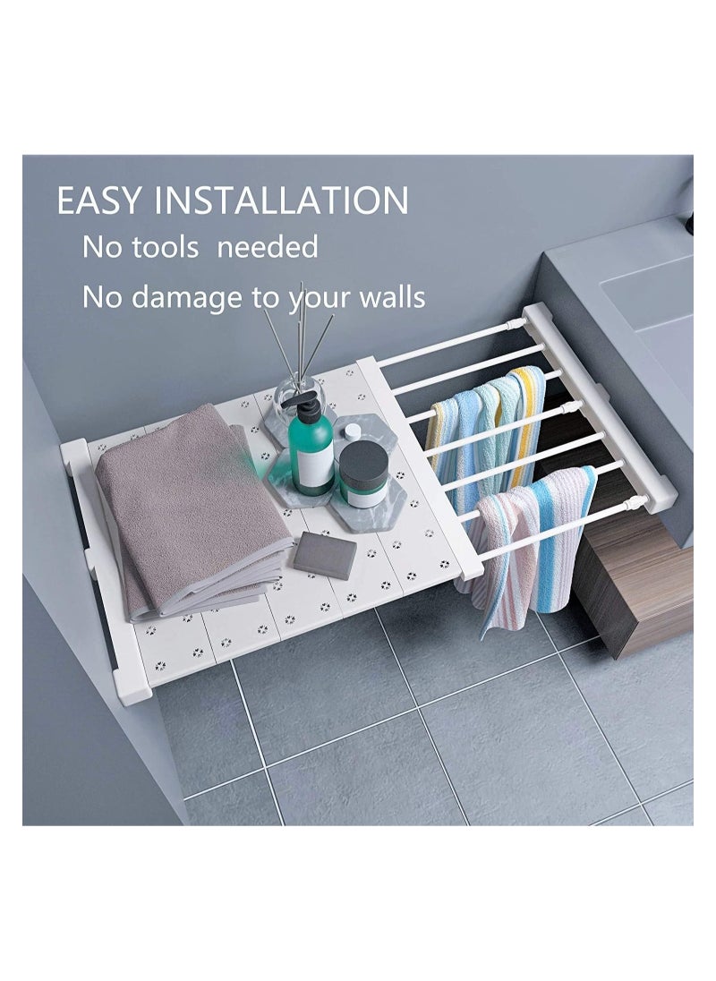 Arabest Closet Tension Shelf & Rod, Bathroom Kitchen Garage Telescopic Storage Rack, Expandable Adjustable Separator Wardrobe Cupboard Space Saving Divider (40-80cm)  - Image 2