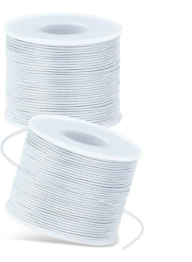 2 Rolls White Elastic Bracelet String Total 330 Feet,1mm Elastic Cord for Beading Stretchy String with Beading Needle for Bracelets, Sewing, Necklace, Jewelry Making and Crafts - Image 1