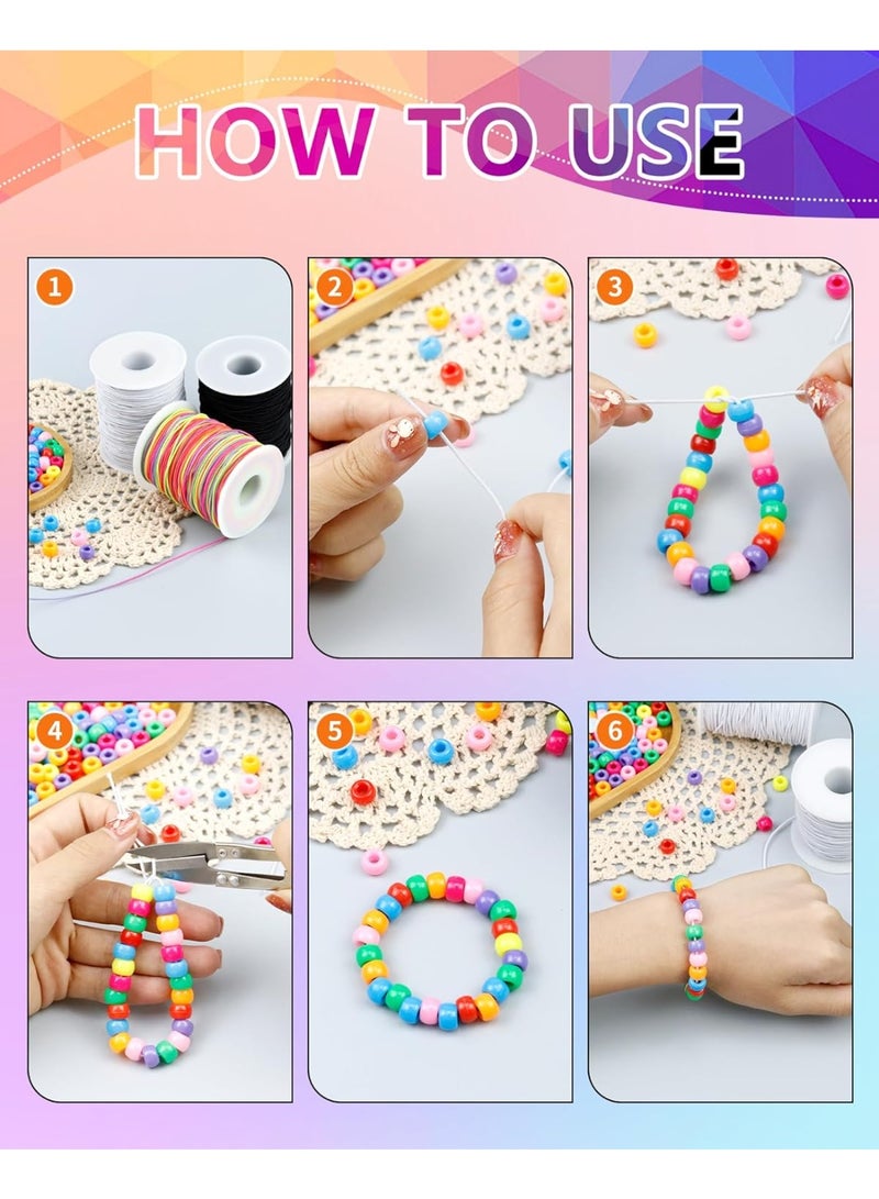 2 Rolls White Elastic Bracelet String Total 330 Feet,1mm Elastic Cord for Beading Stretchy String with Beading Needle for Bracelets, Sewing, Necklace, Jewelry Making and Crafts - Image 3