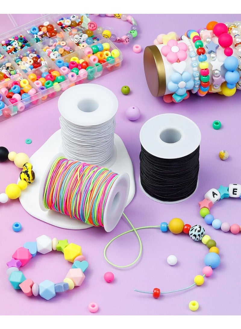 2 Rolls White Elastic Bracelet String Total 330 Feet,1mm Elastic Cord for Beading Stretchy String with Beading Needle for Bracelets, Sewing, Necklace, Jewelry Making and Crafts - Image 2