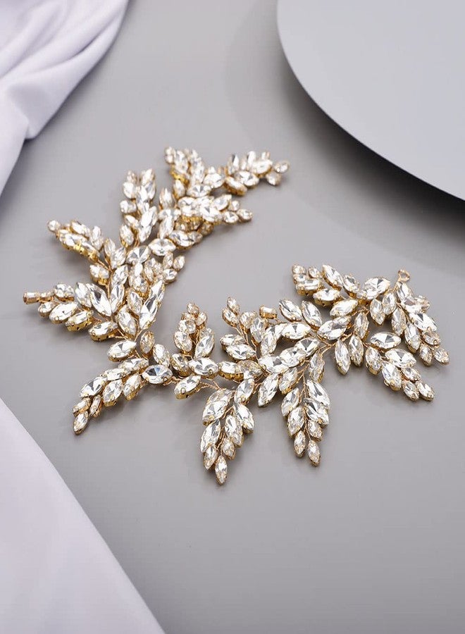 Chargances Bride Wedding Rhinestone Hair Vine Bridal Gold Crystal Headband Wedding Long Headpiece Prom Hair Accessories for Women and Girls (Gold) - Image 5