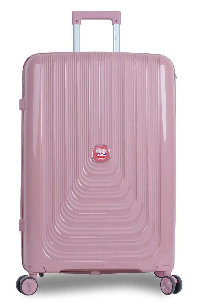 MNUK Viajero Stra Ordinario Set of 3 Luggage|Polypropylene (PP) Hardside Luggage Trolley|Double 360° 4 Wheeler| Cabin-20 Inch, Medium- 24 Inch, Large-28 Inch| Rose Gold