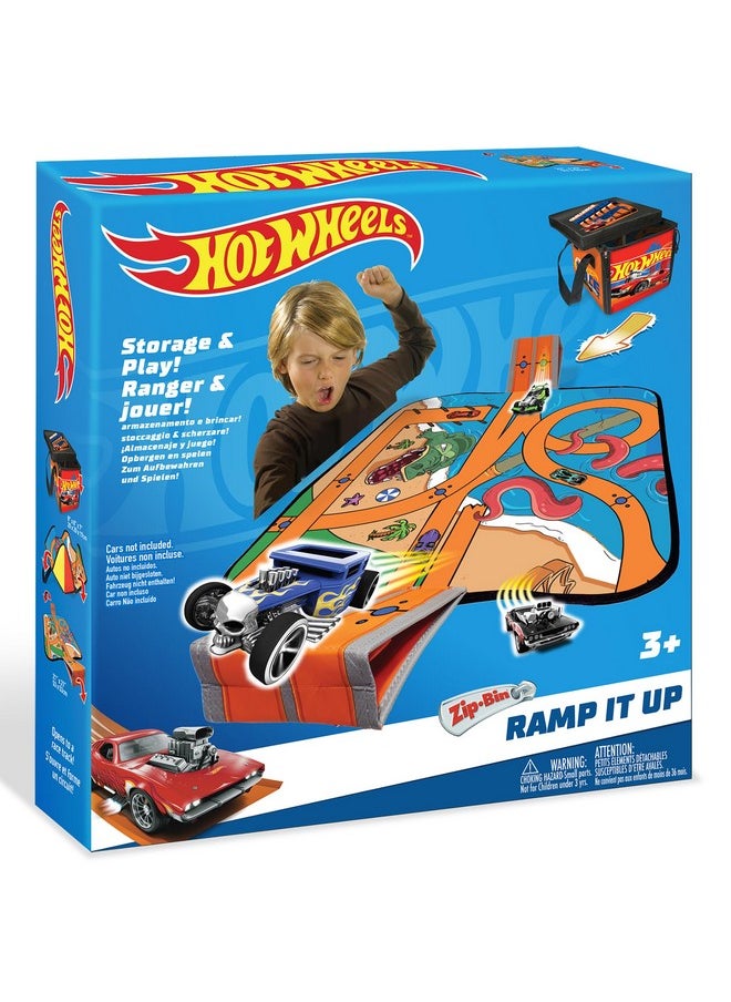 Hot Wheels - Tara Toy: Zipbin Ramp It Up - Unzip To Convert Into A 21"X21" Racetrack Playmat & Car Ramp, Storage & Play, Toy Car Box, Kids Ages 3+ - Image 1