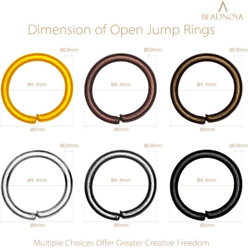 BEADNOVA خواتم قفز BEADNOVA 6 مم لسلاسل المفاتيح بألوان متنوعة خواتم قفز مفتوحة لصنع المجوهرات 900 قطعة - Image 3