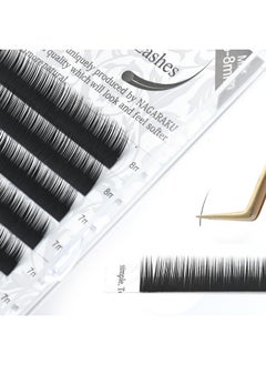 NAGARAKU NAGARAKU Bottom Eyelash Extensions Individual Lashes Classic Single Matte Black Soft Natural Faux Mink False Lashes 12 rows (0.10mm J curl 5-8mm Mix Tray)  - Image 5