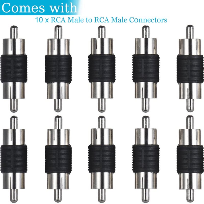 Warmstor 10 Pack RCA Male to Male Coupler Audio Video Adapter Nickel Plated for Phono, Speaker, RCA Cable, Amplifier - Image 2