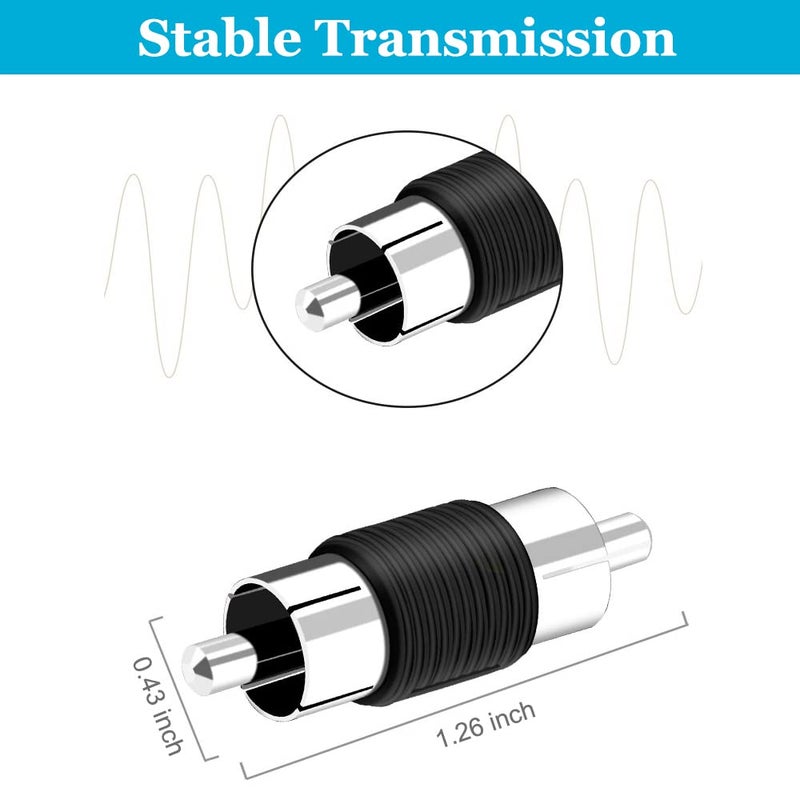 Warmstor 10 Pack RCA Male to Male Coupler Audio Video Adapter Nickel Plated for Phono, Speaker, RCA Cable, Amplifier - Image 4