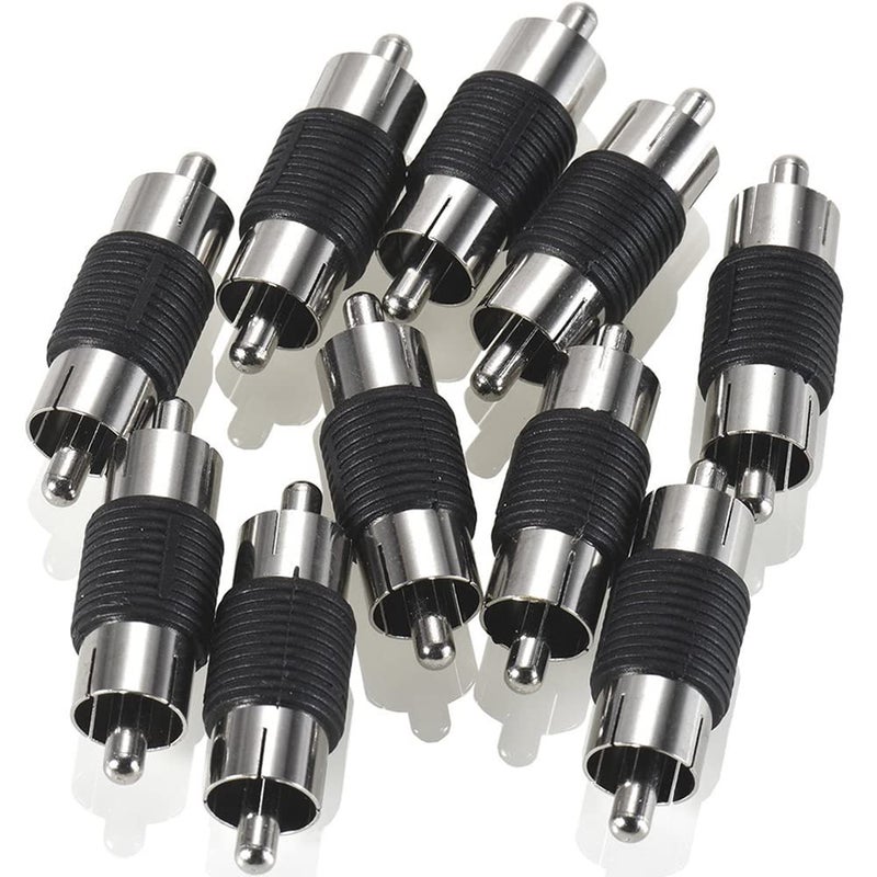 Warmstor 10 Pack RCA Male to Male Coupler Audio Video Adapter Nickel Plated for Phono, Speaker, RCA Cable, Amplifier - Image 1