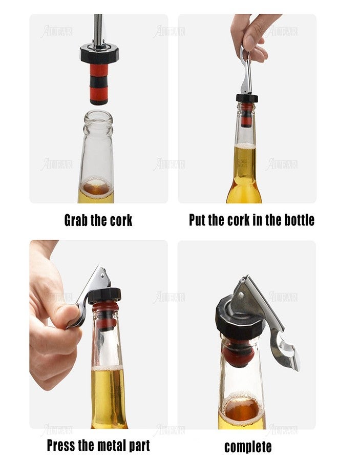 أوير AUEAR، 10 قطع من سدادات زجاجات النبيذ المصنوعة من السيليكون، سدادات آمنة غذائيًا، قابلة لإعادة الاستخدام، سدادات يدوية قابلة للتمدد من الفلين، مناسبة للمشروبات مثل البيرة والويسكي والمشروبات الغازية والمياه، تُحكم إغلاق الزجاجة. - Image 3