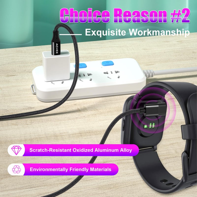 AGVEE 2 Pack 3.3ft Charger for Garmin Watch USB C, L-Shape Charging Cable for Fenix, Forerunner, Vivoactive, Instinct, Venu, Tactix, Approach, D2, Quatix Series, Right Angle Braided, Black - Image 3