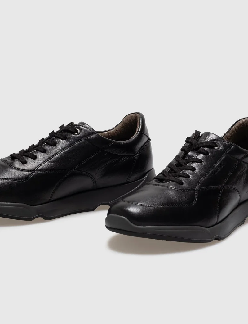 Cabani Leather Black Lace-Up Men's Casual Shoes