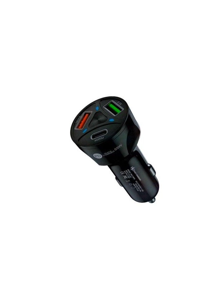 PAMEER 55W 4-Port Car Charger, PD 20W QC3.0 USB 3.1A, Super Fast Charging USB C Car Charger Adapter for Multiple Devices, Car Lighter Port USB Type C Car Charger for all Types of Mobile Phones Tablets GPS  - Image 2