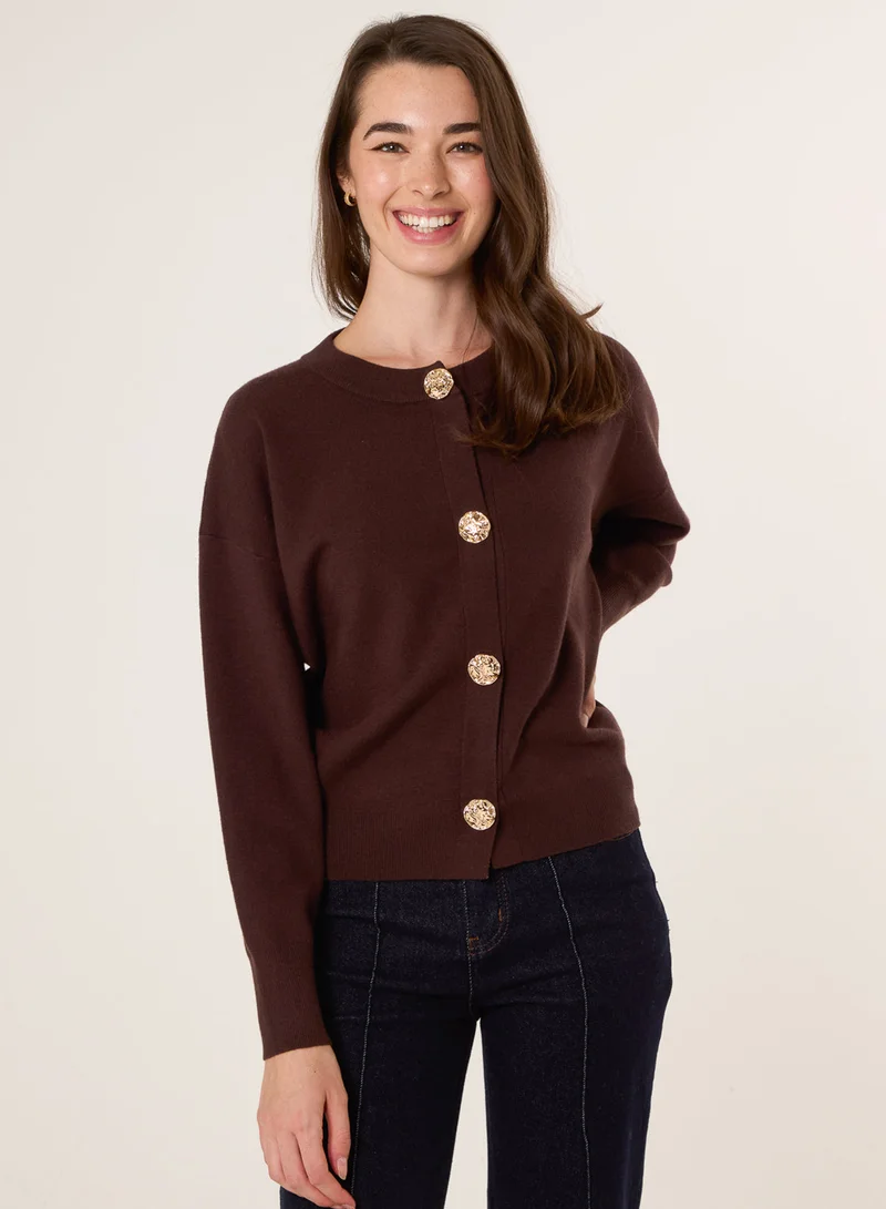 Gold Flower Button Cardigan