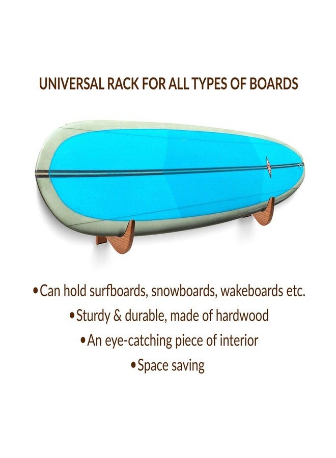 TESLYAR Surfboard Wall Mount - Wooden Surfboard Rack for Wall Storage - Solid Wood Hooks for Surfboard, Snowboard, Paddle Board & Wakeboard - Wave Style - Image 5
