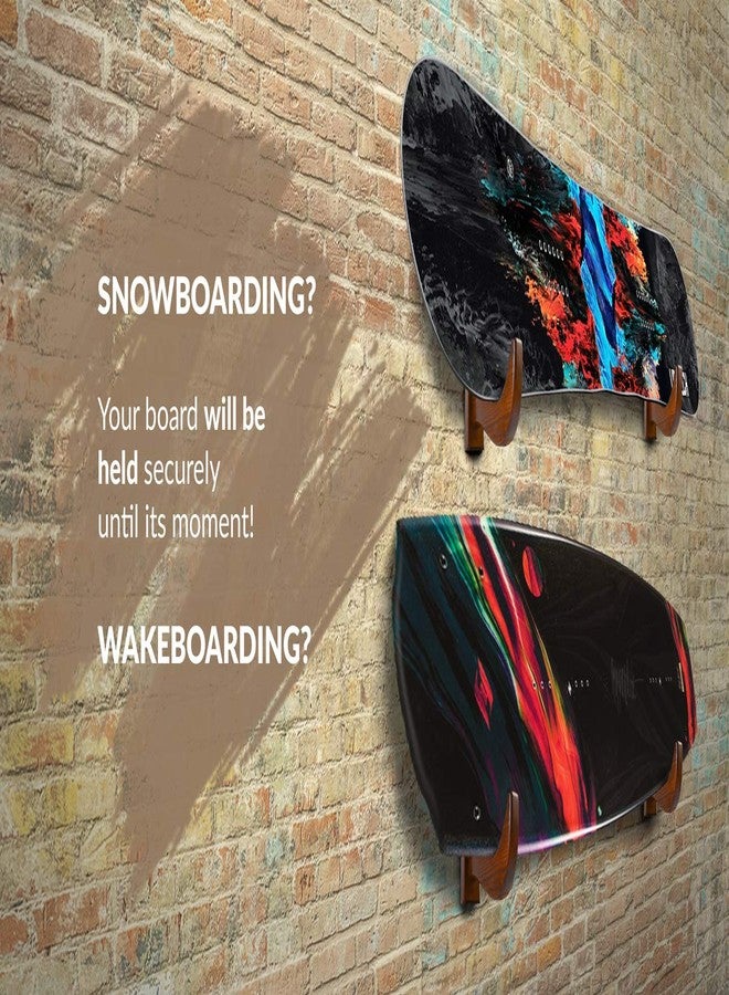 TESLYAR Surfboard Wall Mount - Wooden Surfboard Rack for Wall Storage - Solid Wood Hooks for Surfboard, Snowboard, Paddle Board & Wakeboard - Wave Style - Image 4
