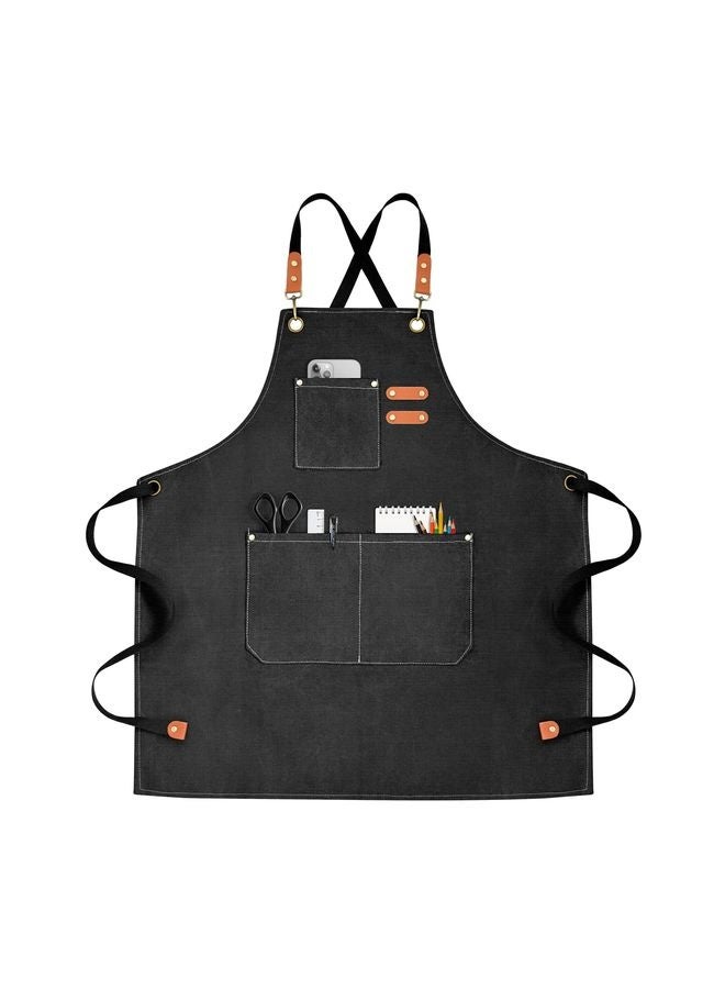 هومستر مآزر الطاهي للرجال مآزر النساء مع 3 مآزر عمل مقاومة عبر الظهر مآزر الطبخ - Image 1