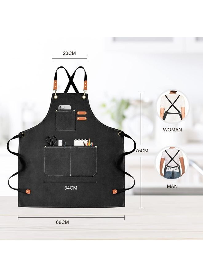 هومستر مآزر الطاهي للرجال مآزر النساء مع 3 مآزر عمل مقاومة عبر الظهر مآزر الطبخ - Image 2