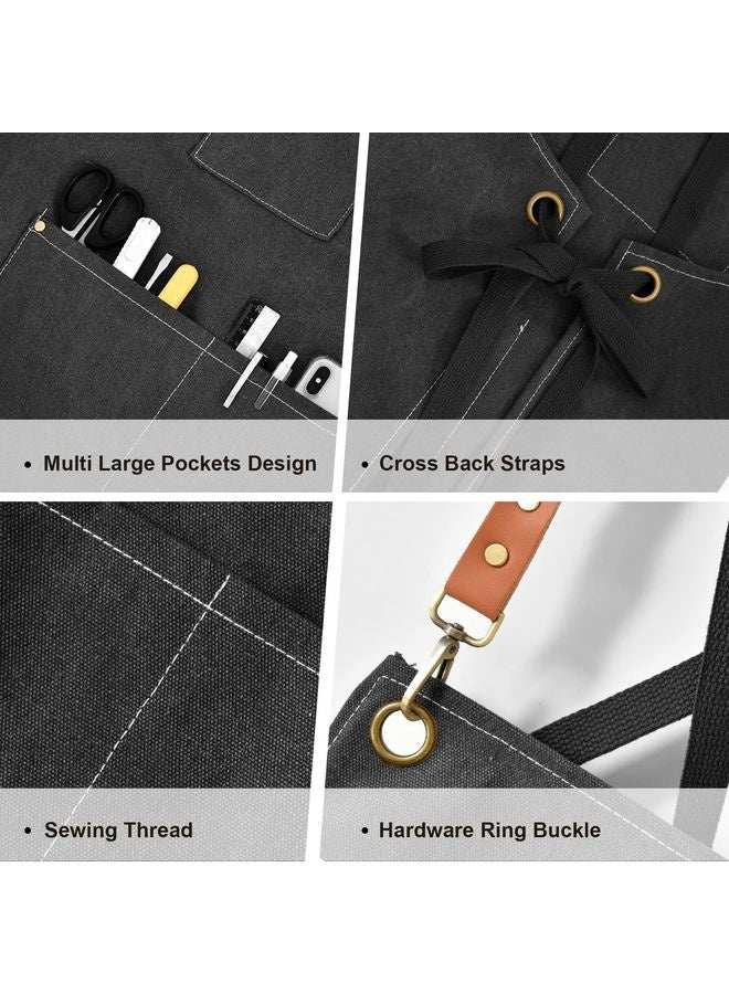 هومستر مآزر الطاهي للرجال مآزر النساء مع 3 مآزر عمل مقاومة عبر الظهر مآزر الطبخ - Image 3