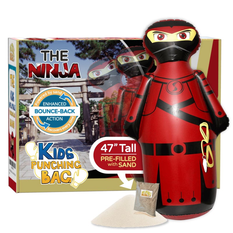 INFLATABLE DUDES Ninja Toy 47 Inches Kids Punching Bag  Already Filled with Sand Bop Bag  Inflatable Bopper  Boxing  Ninja Birthday Party  Party Decorations  Punching Bag for Kids Sam - Image 2