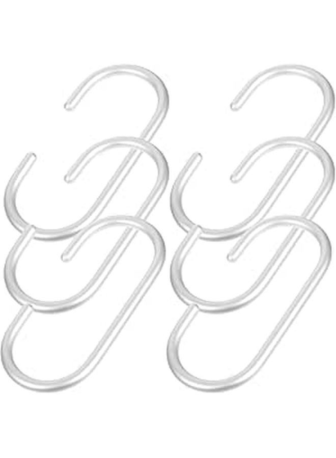 6 Pcs Silver C Shape Metal Hooks Heavy Duty For Closet Hanging Scarves Bags Clothes - Image 1
