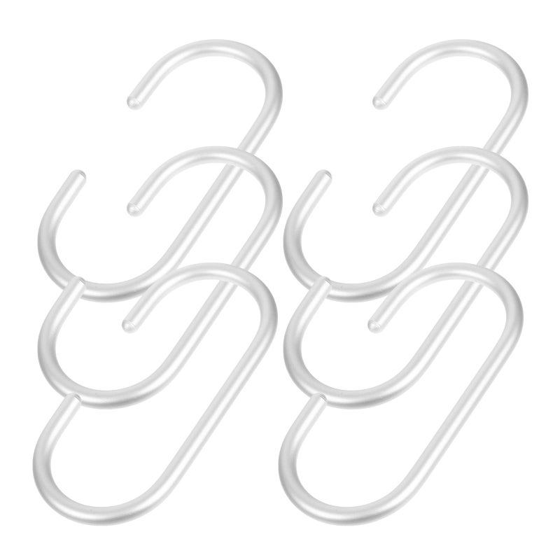 6 Pcs Silver C Shape Metal Hooks Heavy Duty For Closet Hanging Scarves Bags Clothes - Image 2