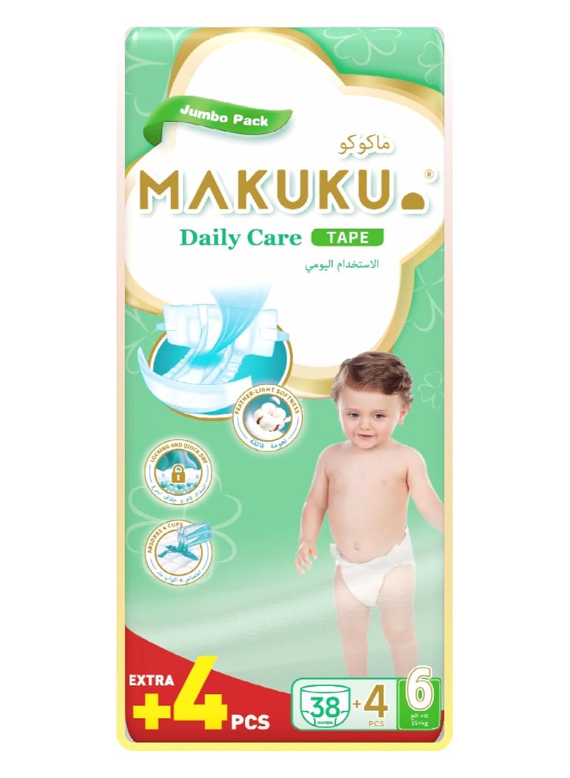 Makuku حفاضات شريط العناية اليومية - عبوة كبيرة - الحجم 6 (15+ كجم) | 18-24 شهرًا - Image 1